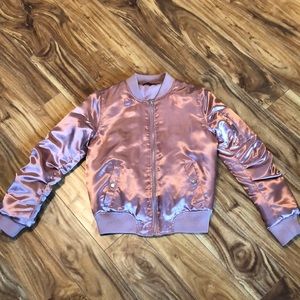 Rose gold bomber jacket, worn once